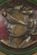 Load image into Gallery viewer, Pair of Large Plaster Wall Medallions Renaissance Armored Knight Portraits 18 Inch

