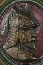 Load image into Gallery viewer, Pair of Large Plaster Wall Medallions Renaissance Armored Knight Portraits 18 Inch
