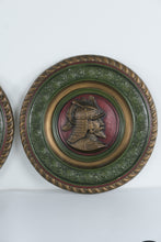 Load image into Gallery viewer, Pair of Large Plaster Wall Medallions Renaissance Armored Knight Portraits 18 Inch
