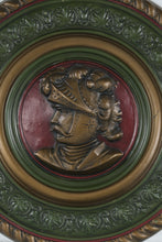 Load image into Gallery viewer, Pair of Large Plaster Wall Medallions Renaissance Armored Knight Portraits 18 Inch
