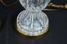 Load image into Gallery viewer, Waterford Crystal Table Lamps Pair Brass Base Cut Crystal Accent Lamps
