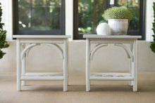Load image into Gallery viewer, Pair of White Rattan Side Tables
