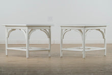 Load image into Gallery viewer, Pair of White Rattan Side Tables

