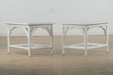 Load image into Gallery viewer, Pair of White Rattan Side Tables

