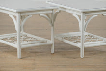 Load image into Gallery viewer, Pair of White Rattan Side Tables
