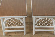 Load image into Gallery viewer, Pair of White Rattan Side Tables
