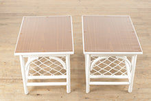 Load image into Gallery viewer, Pair of White Rattan Side Tables

