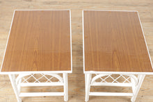 Load image into Gallery viewer, Pair of White Rattan Side Tables
