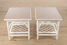Load image into Gallery viewer, Pair of White Rattan Side Tables
