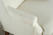 Load image into Gallery viewer, Pair of Traditional Wingback Lounge Chairs in Ivory Upholstery with Queen Anne Legs
