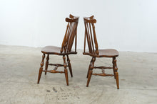 Load image into Gallery viewer, Pair of Vintage Moosehead Solid Wood Windsor Spindle Back Dining Chairs
