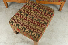 Load image into Gallery viewer, Pair of Contemporary Lounge Chairs with Ottoman Curved Wood Arms Geometric Upholstery
