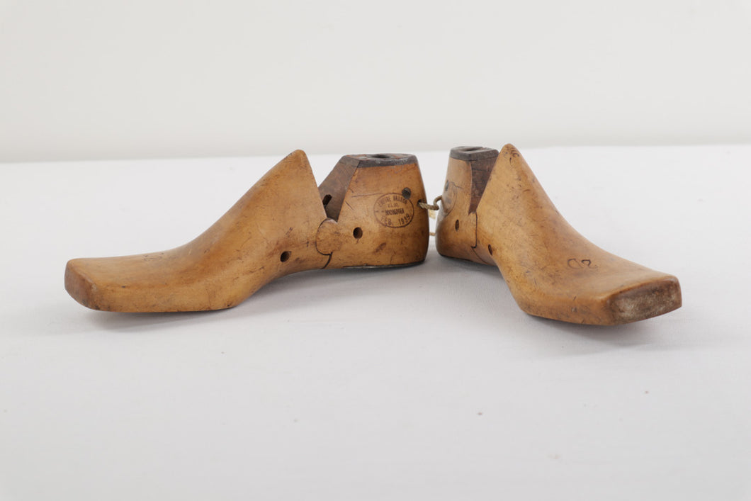 Pair of Wooden Shoe Forms - Dated 1939