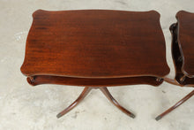 Load image into Gallery viewer, Pair of Brandt Mahogany Pedestal End Tables with Magazine Shelves - Online Only
