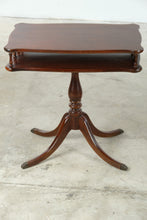 Load image into Gallery viewer, Pair of Brandt Mahogany Pedestal End Tables with Magazine Shelves - Online Only
