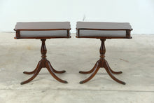 Load image into Gallery viewer, Pair of Brandt Mahogany Pedestal End Tables with Magazine Shelves - Online Only
