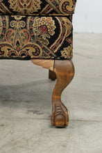 Load image into Gallery viewer, Pair of Traditional Wingback Chairs with Damask Upholstery and Claw Feet
