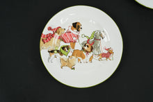 Load image into Gallery viewer, Pier 1 “Park Avenue Puppies” Plates – Set of 4 Hand-Painted Ironstone 8.75” Dinner Plates, Festive Dog Design
