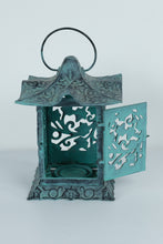 Load image into Gallery viewer, PartyLite Verdigris Metal Lantern Candle Holder – 13&quot; Tall – Decorative Tealight Lantern

