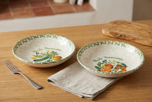 Load image into Gallery viewer, Pasta Primavera Ceramic Pasta Bowls Set of 2 Vegetable Design 9 Inch
