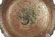 Load image into Gallery viewer, Etched Brass Peacock Plate / Tray / Trinket
