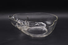 Load image into Gallery viewer, Vintage Clear Glass Divided Apple Serving Bowl Leaf Handle 12 Inch
