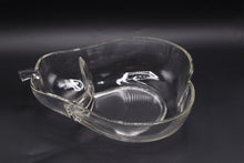 Load image into Gallery viewer, Vintage Clear Glass Divided Apple Serving Bowl Leaf Handle 12 Inch
