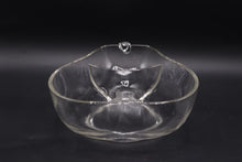 Load image into Gallery viewer, Vintage Clear Glass Divided Apple Serving Bowl Leaf Handle 12 Inch
