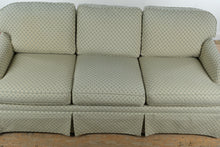 Load image into Gallery viewer, Pearson Custom Upholstery Three Cushion Sofa in Pale Green Diamond Pattern Fabric
