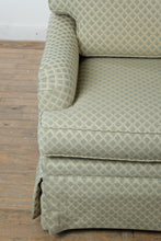 Load image into Gallery viewer, Pearson Custom Upholstery Three Cushion Sofa in Pale Green Diamond Pattern Fabric
