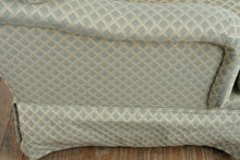 Load image into Gallery viewer, Pearson Custom Upholstery Three Cushion Sofa in Pale Green Diamond Pattern Fabric
