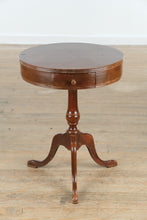 Load image into Gallery viewer, 🪑 Vintage Duncan Phyfe Style Pedestal Drum Table – Single Drawer
