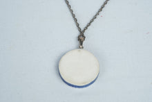 Load image into Gallery viewer, Black and White Ceramic Pendant Necklace Silver Tone Chain Abstract Geometric Design
