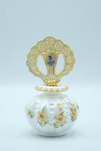Load image into Gallery viewer, Hand-Painted Art Glass Perfume Bottle – Marigold Crest Iridescent Beaded Melon, Signed Nancy Fenton
