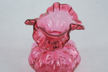 Load image into Gallery viewer, Fenton Cranberry Opalescent Melon Rib Ruffled Mini Vase 5.5 Inch
