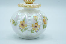 Load image into Gallery viewer, Hand-Painted Art Glass Perfume Bottle – Marigold Crest Iridescent Beaded Melon, Signed Nancy Fenton
