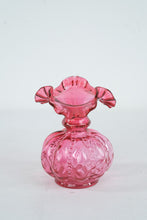 Load image into Gallery viewer, Fenton Cranberry Opalescent Melon Rib Ruffled Mini Vase 5.5 Inch
