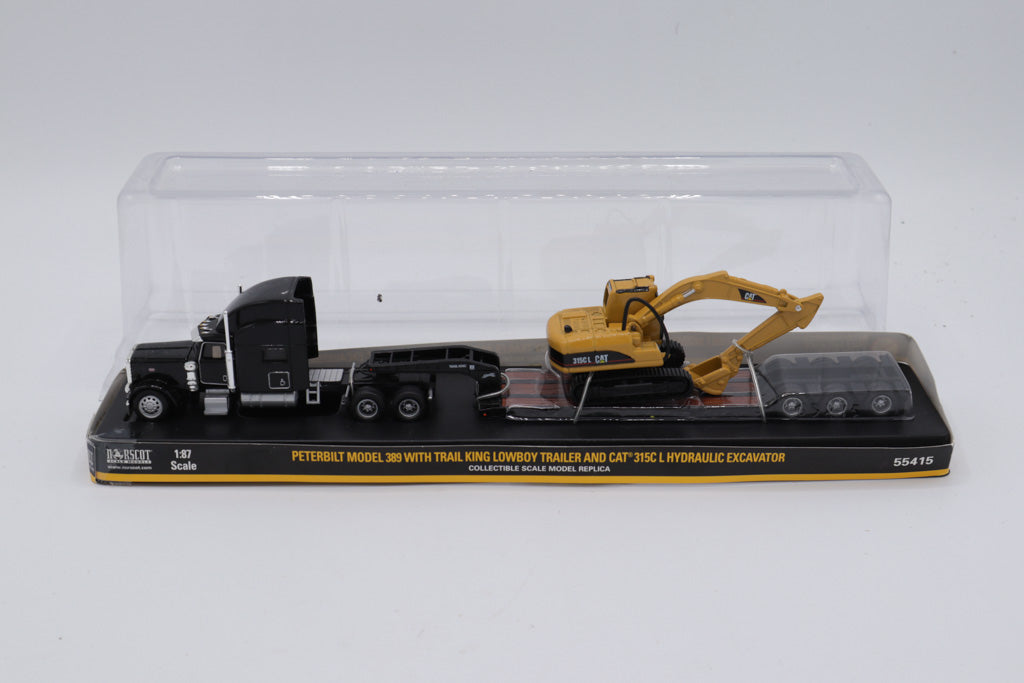 Norscot 1:87 Peterbilt Model 389 with Trail King Lowboy Trailer