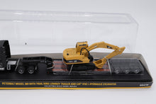 Load image into Gallery viewer, Norscot 1:87 Peterbilt Model 389 with Trail King Lowboy Trailer &amp; CAT 315CL Hydraulic Excavator – Die-Cast Model
