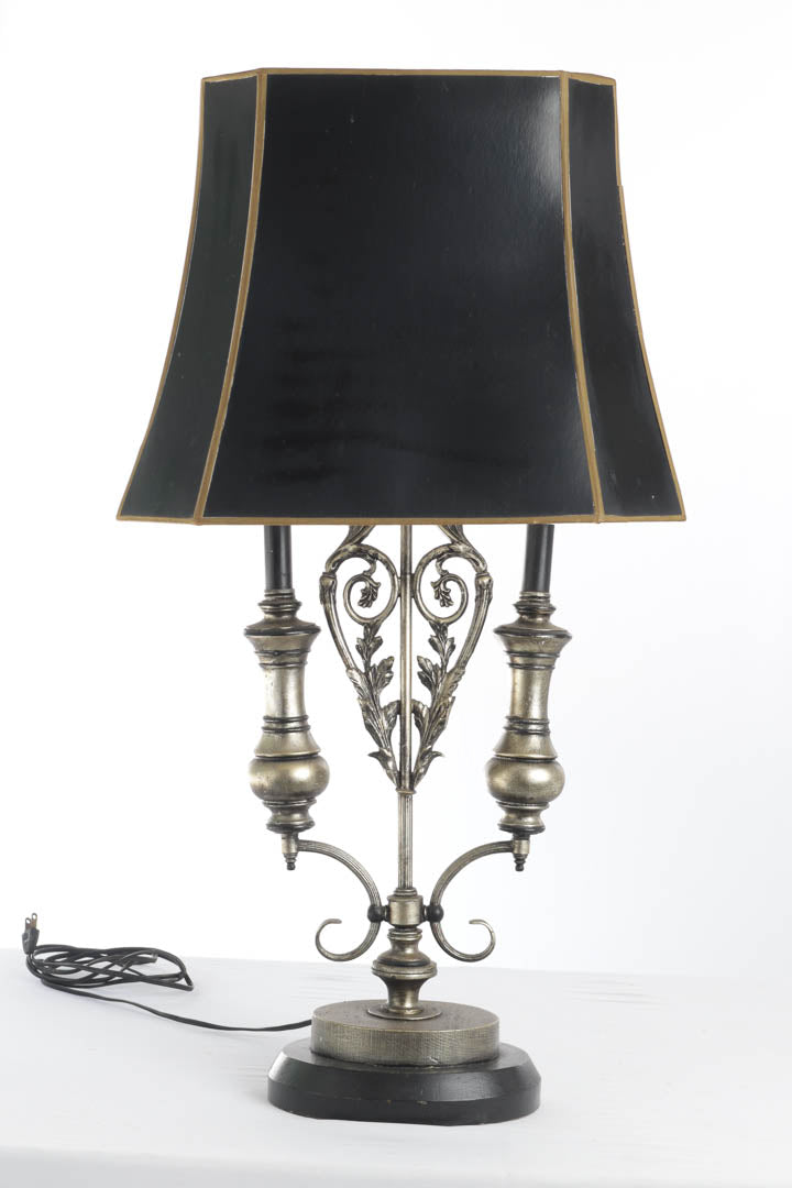 Pewter Lamp with 4 Lights and Black Shade