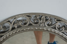 Load image into Gallery viewer, Large Ornate Oval Wall Mirror Silver Finish Scrollwork Frame 28 x 34.5
