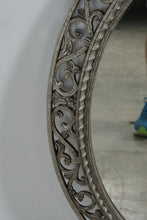 Load image into Gallery viewer, Large Ornate Oval Wall Mirror Silver Finish Scrollwork Frame 28 x 34.5
