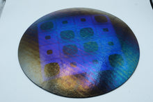 Load image into Gallery viewer, Cobalt Blue Gold Iridescent Fused Art Glass Charger Platter Geometric

