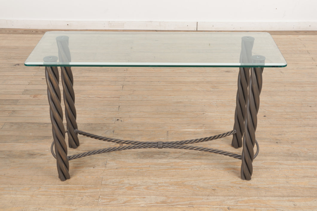 Pewter Console Table with Rubbed Gold