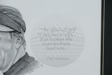 Load image into Gallery viewer, George Murray “Phil Mickelson” Framed Golf Portrait – Signed Artist Print (23&quot; x 18.5&quot;)
