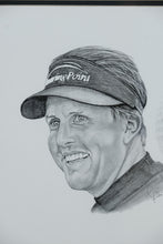 Load image into Gallery viewer, George Murray “Phil Mickelson” Framed Golf Portrait – Signed Artist Print (23&quot; x 18.5&quot;)
