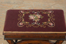 Load image into Gallery viewer, Rare Victorian Eastlake Burl Wood Piano Stool with Storage and Needlepoint Upholstery
