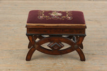 Load image into Gallery viewer, Rare Victorian Eastlake Burl Wood Piano Stool with Storage and Needlepoint Upholstery
