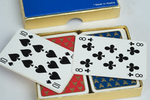 Load image into Gallery viewer, Piatnik Playing Cards Double Deck Red and Blue Gold Pattern Made in Austria
