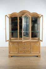 Load image into Gallery viewer, Stanley Pickled Oak China Cabinet Hutch French Provincial Display Cabinet
